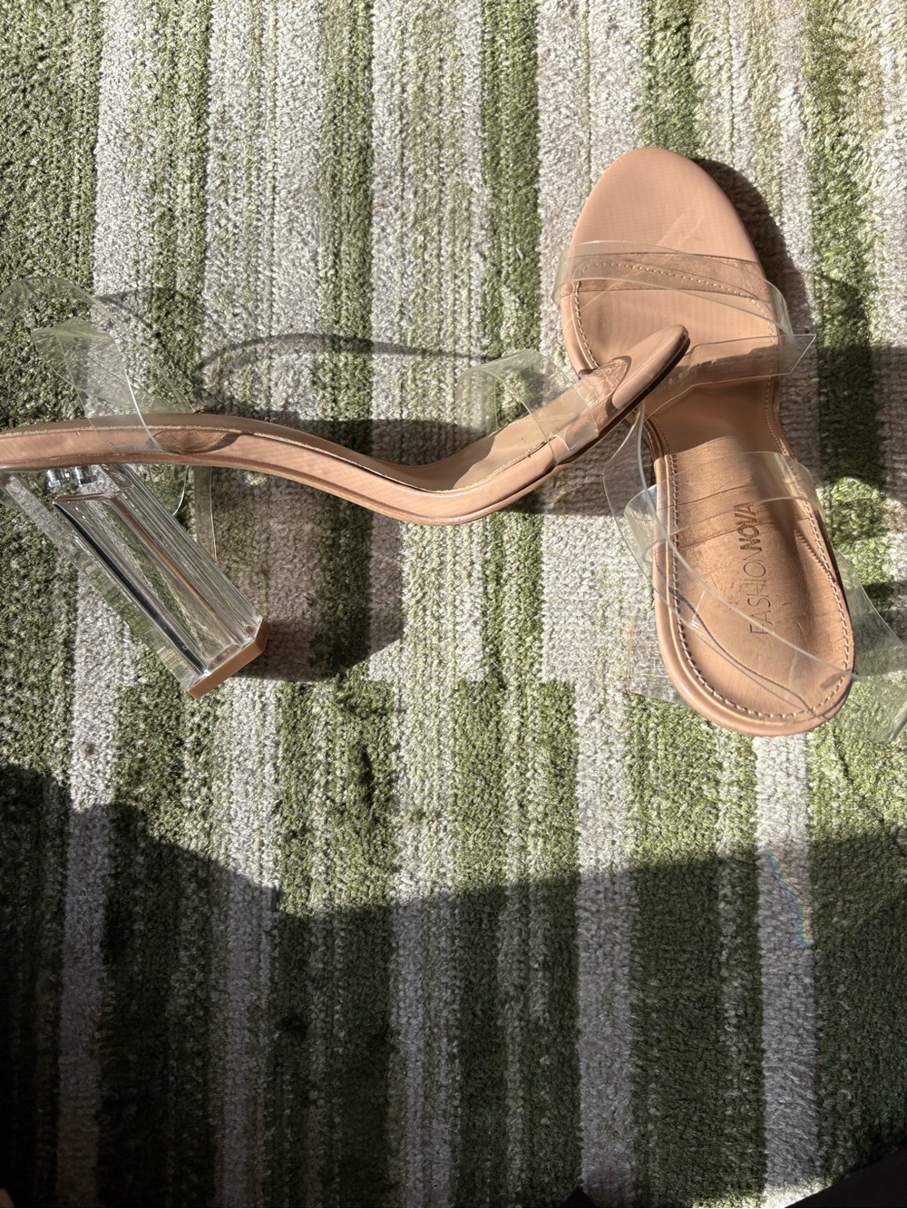 Fashion Nova Clear Strap Nude Block Heel Sandals - Picture 3 of 5